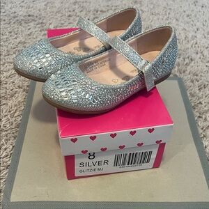 Glitzie MJ Silver Sparkle Kids Dress Shoes